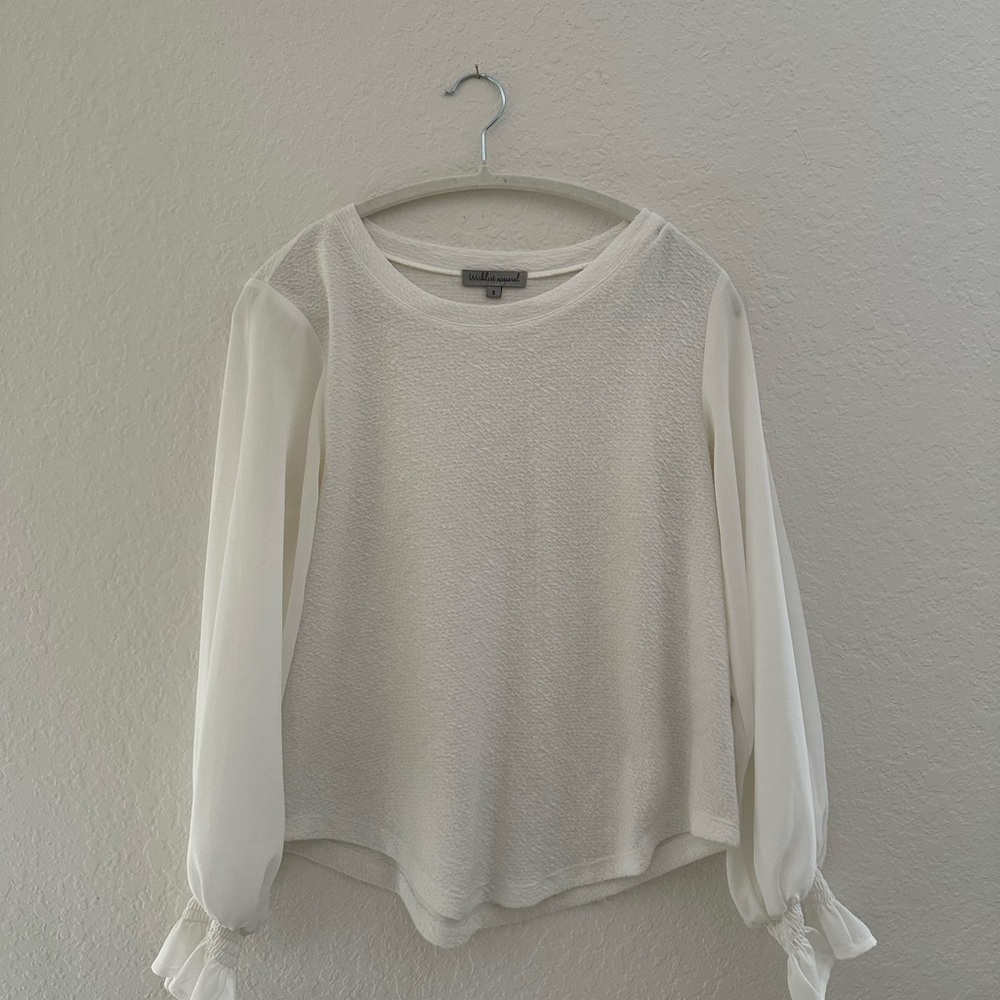 Wishlist Casual Cream Blouse with Sheer Sleeves